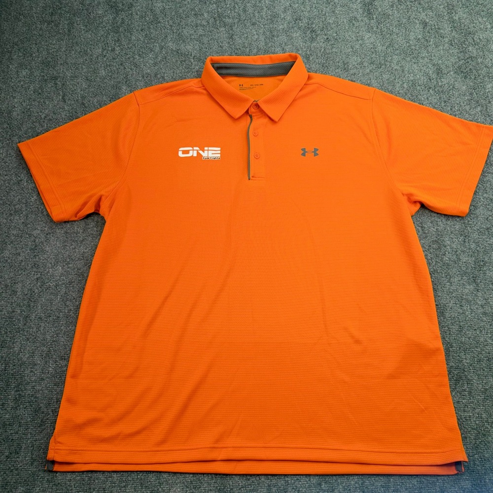 Under Armour Polo Shirt Mens 3XL Orange One Nation Loose‎ Fit Stretch
